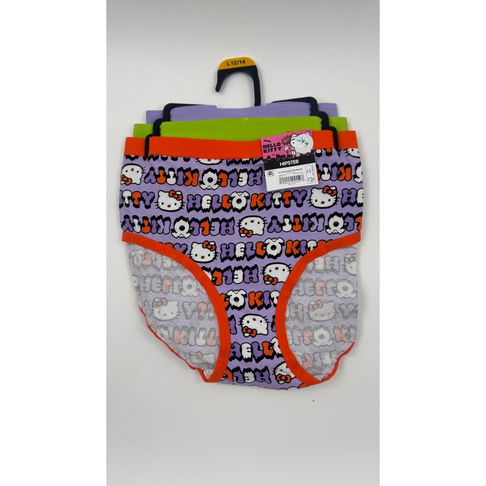 Hello Kitty Girls Hipster Underwear 3 Pack Purple Green Orange Sanrio L 12 14